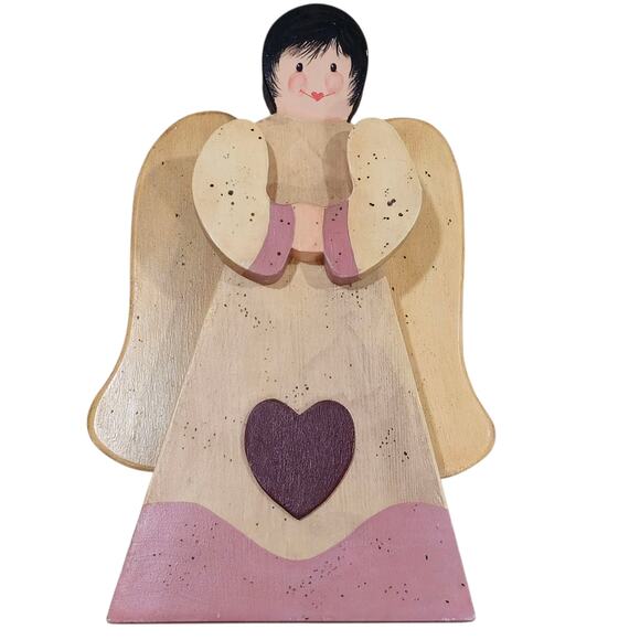 Vintage Wooden decorative angel figures, Lot of Two 16" 12" - Picture 8 of 13